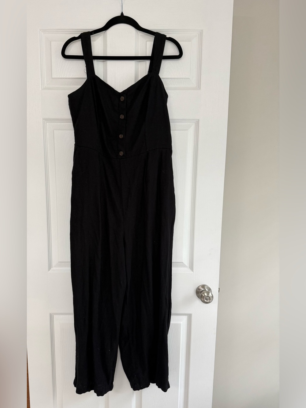 Old Navy Black Button-Front Wide-Strap Jumpsuit